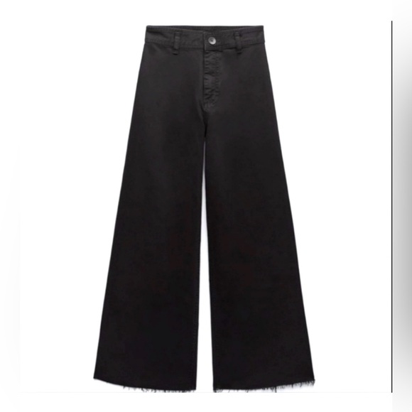 EUC Zara Marine Straight Black High Rise Wide Leg Jeans size 2 - Picture 3 of 12